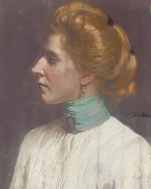 Frau mit goldenem Haar im Profil nach links Oil painting by Osmar Schindler