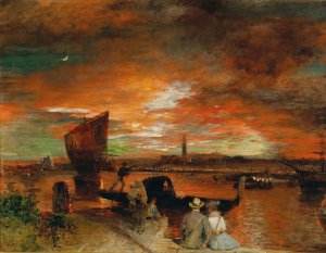 A scene at dusk in Venice by Oswald Achenbach Oil Painting