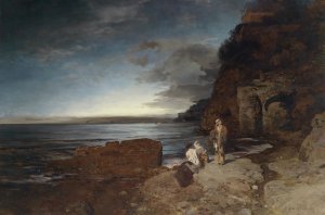 Abend an der Kuste by Oswald Achenbach Oil Painting