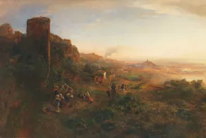 Abendstimmung in den Albaner Bergen by Oswald Achenbach Oil Painting