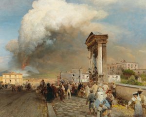 Ausbruch des Vesuv by Oswald Achenbach Oil Painting