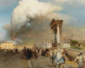 Ausbruch des Vesuv by Oswald Achenbach Oil Painting