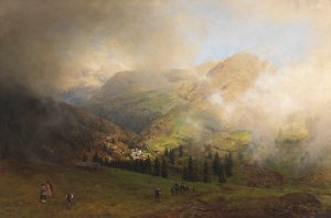 Blick auf die Rigi by Oswald Achenbach Oil Painting
