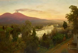 Campo Santo in Poggioreale, the Vesuvius Beyond by Oswald Achenbach Oil Painting