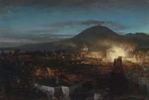 Feuerwerk In Toree Dell Annunziata Oil painting by Oswald Achenbach