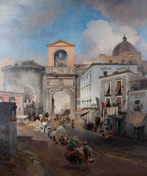 Going To Market by Oswald Achenbach Oil Painting