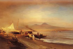The Bay of Naples painting by Oswald Achenbach