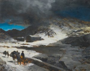 The Great St Bernard Inn, In The Alps by Oswald Achenbach Oil Painting