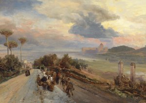 Via Cassia bei Rom by Oswald Achenbach Oil Painting