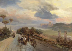 Via Cassia bei Rom by Oswald Achenbach Oil Painting