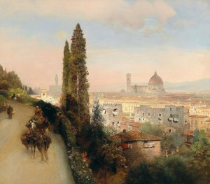 View Of Florence by Oswald Achenbach Oil Painting
