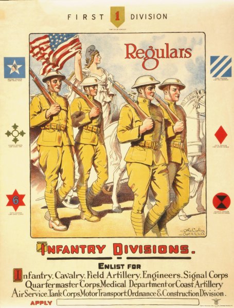 Main Product Photo of First division, regulars - Infantry divisions - Enlist for infantry, cavalry, field artillery  Painting by Otho Cushing