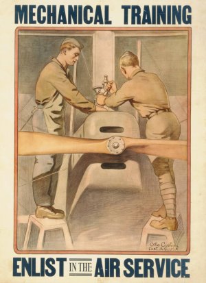 Mechanical training-Enlist in the Air Service by Otho Cushing Oil Painting