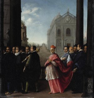 A Cardinal's Procession by Ottavio Leoni Oil Painting