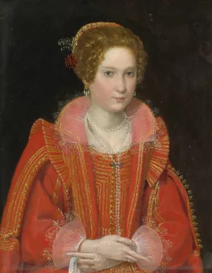 Portrait Of A Lady, Half-Length, Dressed In Pink by Ottavio Leoni Oil Painting