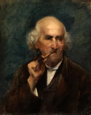 Old Man with Pipe Oil painting by Ottilie Wilhelmine Roederstein