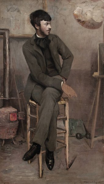 Portrait of a Painter in a Parisian Studio  by Ottilie Wilhelmine Roederstein - Hand-Painted Oil Painting Reproduction