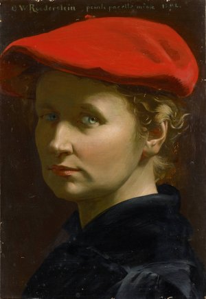 Self-Portrait with a Red Cap by Ottilie Wilhelmine Roederstein Oil Painting