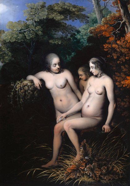 Nymphs at the Edge of a Forest  by Ottmar Elliger - Hand-Painted Oil Painting Reproduction