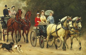 Den kongelige familie pa koretur by Otto Bache Oil Painting
