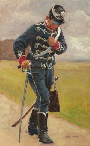 En saret husar. Studie til Husarernes Angreb Oil painting by Otto Bache