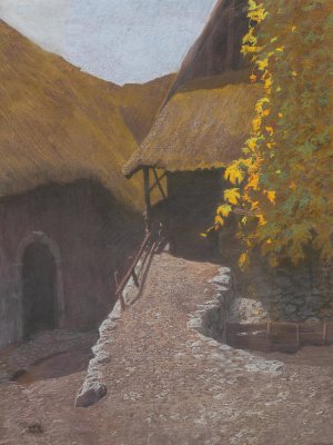Gehoft mit wildem Wein im Sonnenlicht by Otto Barth Oil Painting