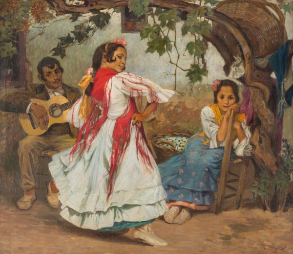 Dancing Spanish folk by Otto Boyer - Hand-Painted Oil Painting Reproduction