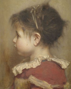 Profilbildnis eines kleinen Madchens in rotem Kleid by Otto Brandt Oil Painting