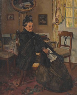 Im Wartezimmer by Otto Bruenauer Oil Painting