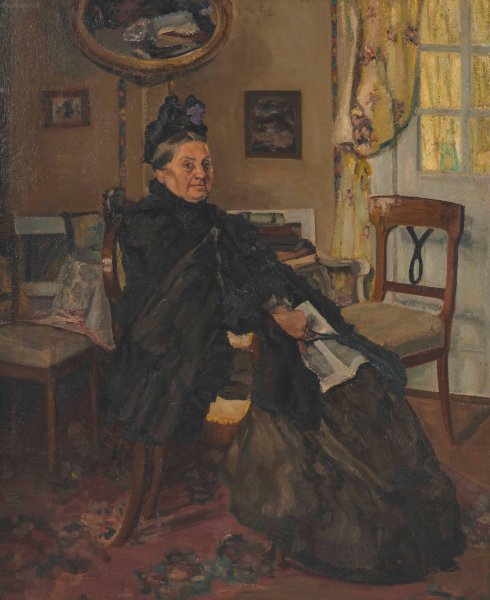 Im Wartezimmer  by Otto Bruenauer - Hand-Painted Oil Painting Reproduction