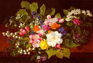 A Bouquet Of Spring Flowers On A Ledge