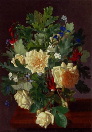 A Still Life With Yellow Roses And Freesia painting by Otto Didrik Ottesen