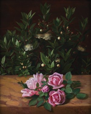 Roses And Myrtles by Otto Didrik Ottesen Oil Painting