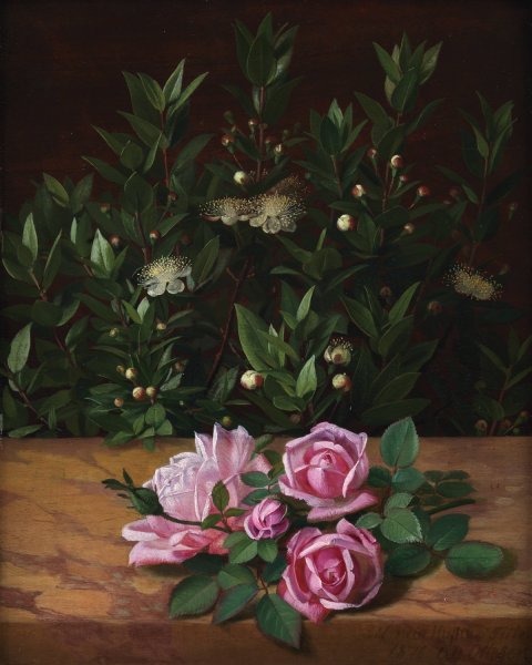 Main Product Photo of Roses And Myrtles  Painting by Otto Didrik Ottesen