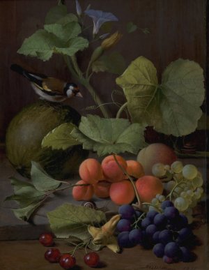 Still Life With Fruits And A Goldfinch by Otto Didrik Ottesen Oil Painting