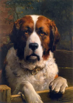 A St. Bernard Dog by Otto Eerelman Oil Painting