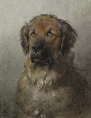 Head of a Leonberger by Otto Eerelman Oil Painting