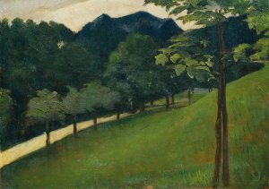 Blick Von Einem Grunen Abhang Gegen Eine Allee by Otto Friedrich Oil Painting