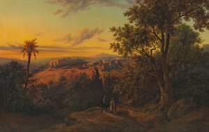Blick auf Bethlehem mit Flucht nach agypten by Otto Georgi Oil Painting