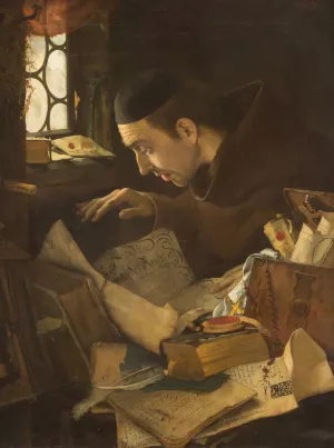 Highly important pergament Oil painting by Otto Goldmann