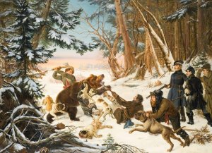 The Tsarevich Alexander Nikolaevich On A Bearhunt On The Outskirts Of Moscow by Otto Grashof Oil Painting