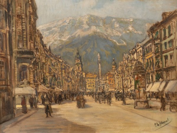 Main Product Photo of Innsbruck - view on Maria Theresien street Painting by Otto Hamel