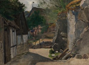 View of Gudhjem by Otto Haslund Oil Painting