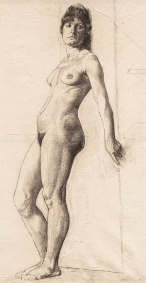Standing Nude Model by Otto Henry Bacher Oil Painting