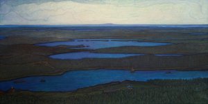 Over Forest and Lake by Otto Hesselbom Oil Painting