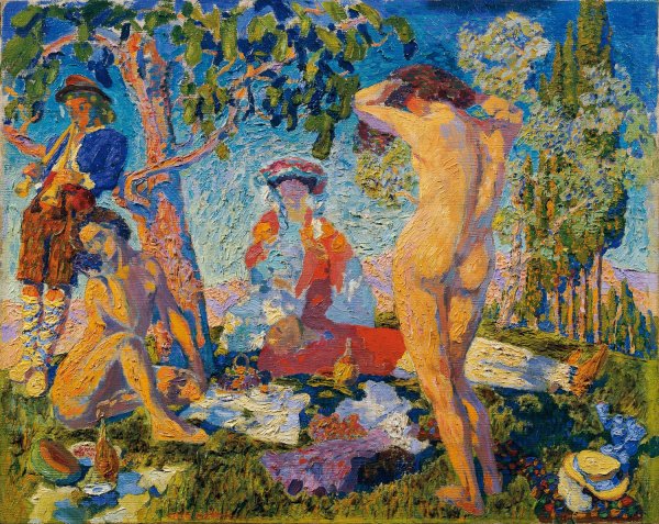 Picknick  by Otto Hettner - Hand-Painted Oil Painting Reproduction