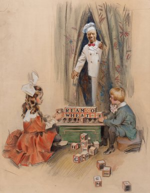 The Blocks Tells the Story, Cream of Wheat advertisement by Otto J. Schneider Oil Painting