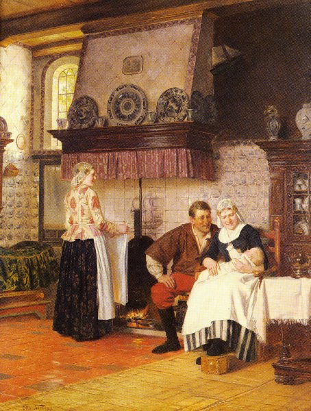 Der Erstgeboren by Otto Karl Kirberg - Hand-Painted Oil Painting Reproduction