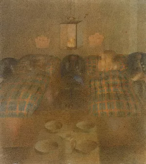 Dormitory. Complete Composition IV by Otto Meyer-Amden Oil Painting