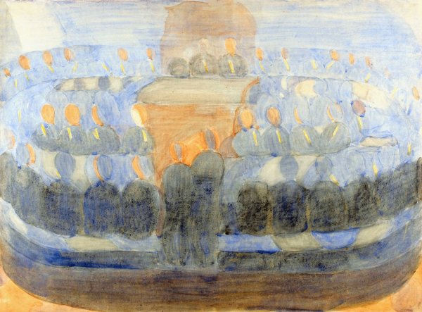 Kompositionsstudie zu 'Vorbereitung' by Otto Meyer-Amden - Hand-Painted Oil Painting Reproduction